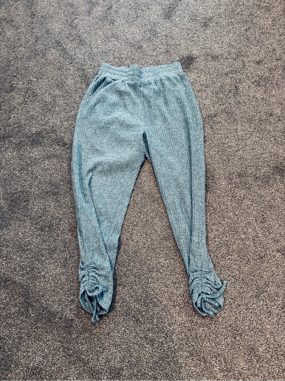 Light Teal Knit Lounge Pants with Pick Up Ankles